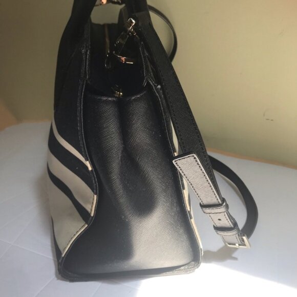 Kate Spade CAMERON Street Stripe Candace Satchel Tote Crossbody Canvas Leather - Picture 15 of 16